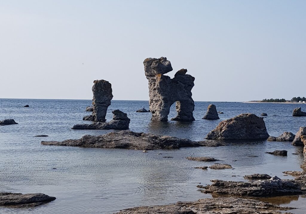 Old Harbour Faro Seaview With Big Famous Rock formation "Hunden" English "The Dog"