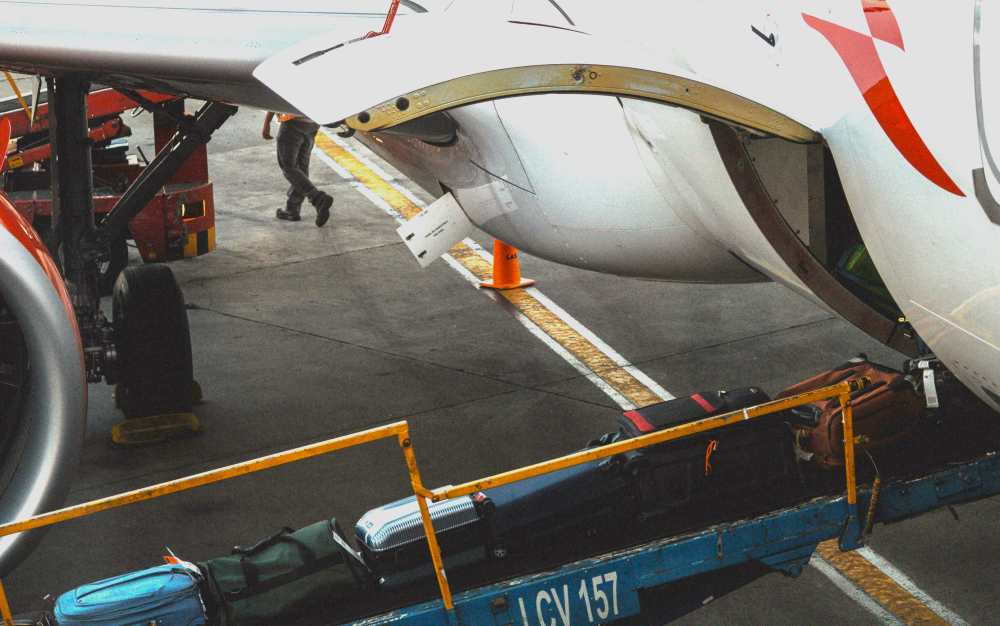 Luggage Belt Airplane With Suitcases